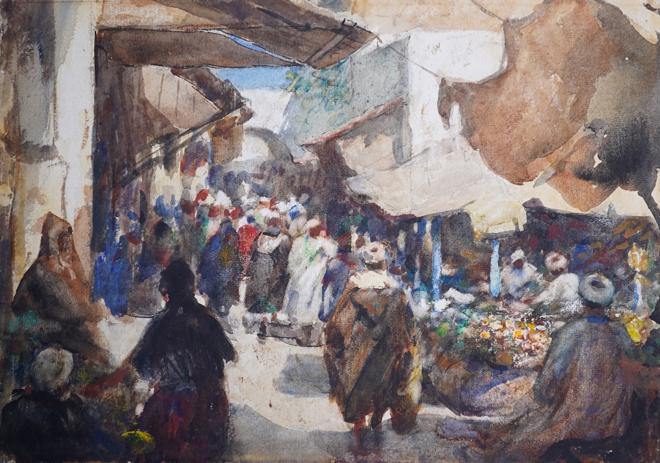 Frederick William Jackson, (1859-1918), North African market scene with figures